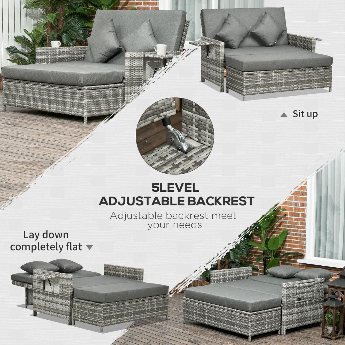 Garden Rattan Furniture Set 2 Seater - Grey – image 3