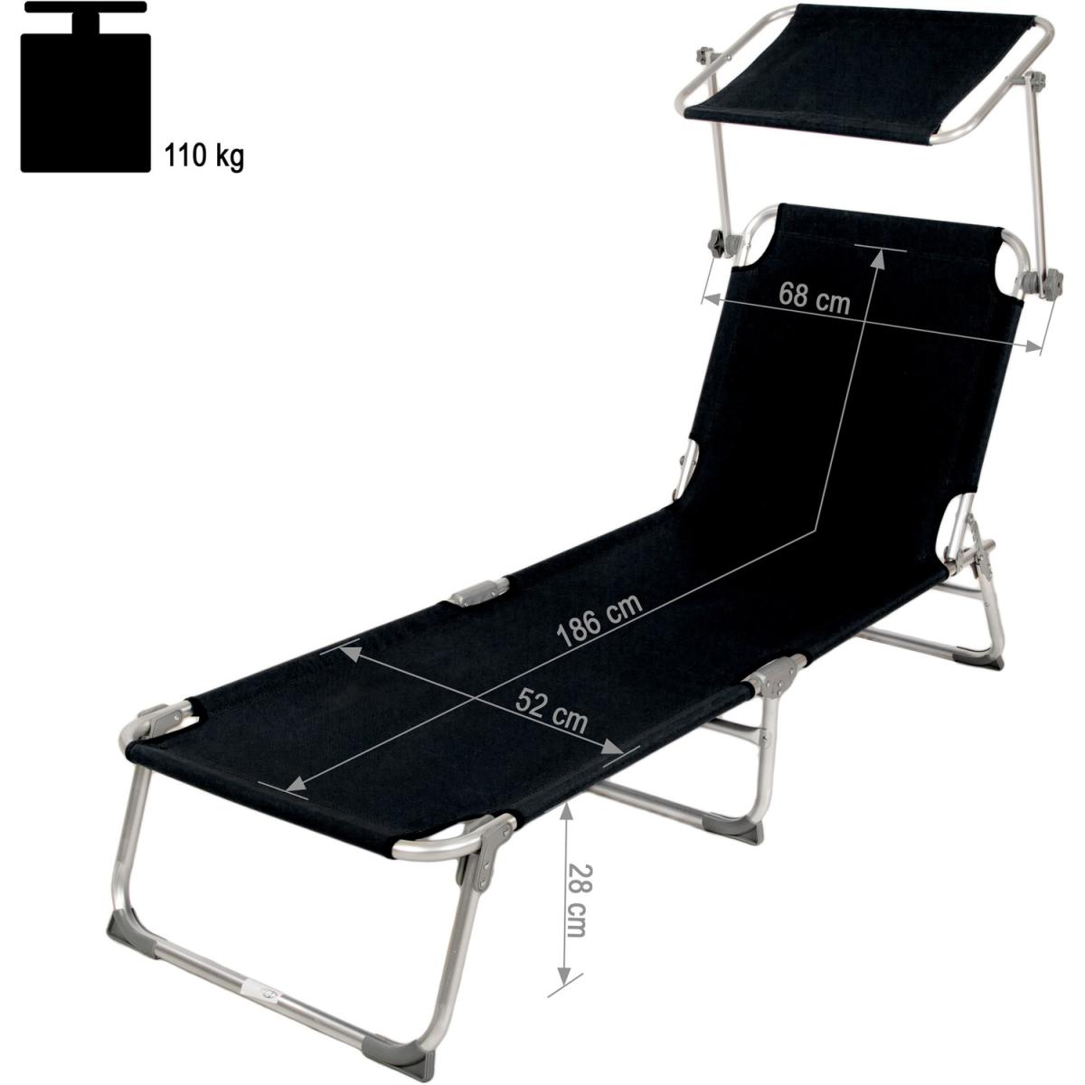 2 Sun loungers with sun shade - Black – image 4