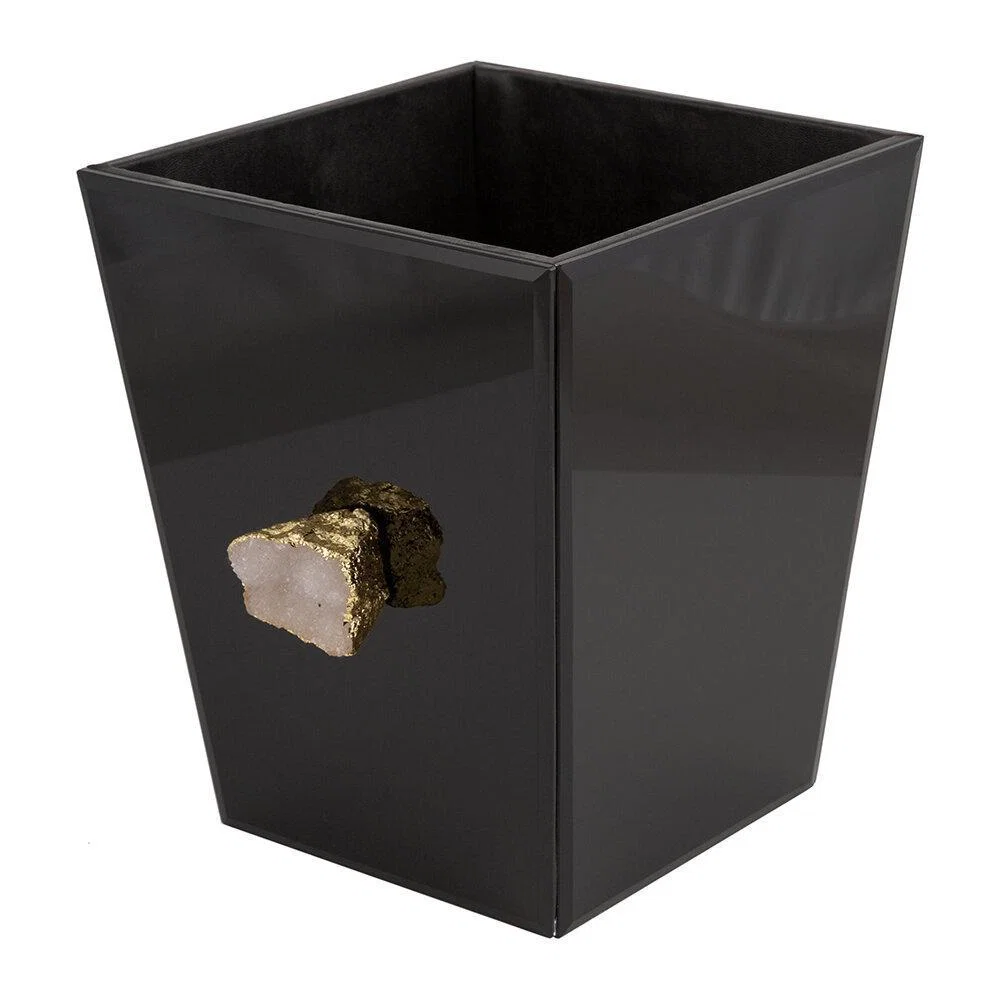 Luxe - Glass and Agate Waste Bin - Black – image 3