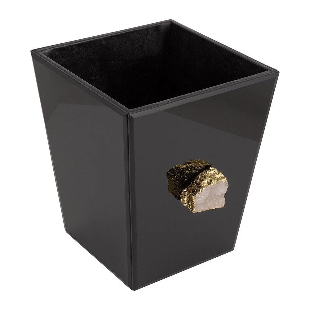 Luxe - Glass and Agate Waste Bin - Black – image 5
