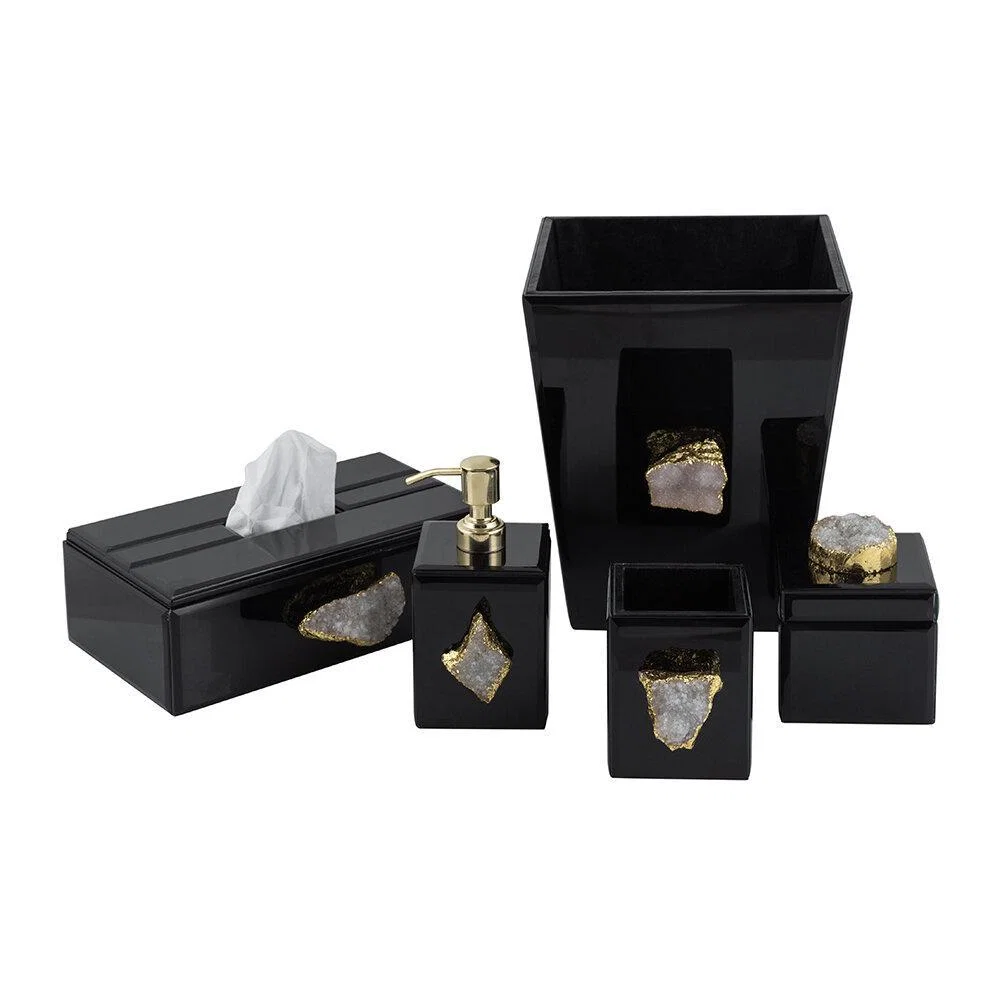 Luxe - Glass and Agate Waste Bin - Black – image 7