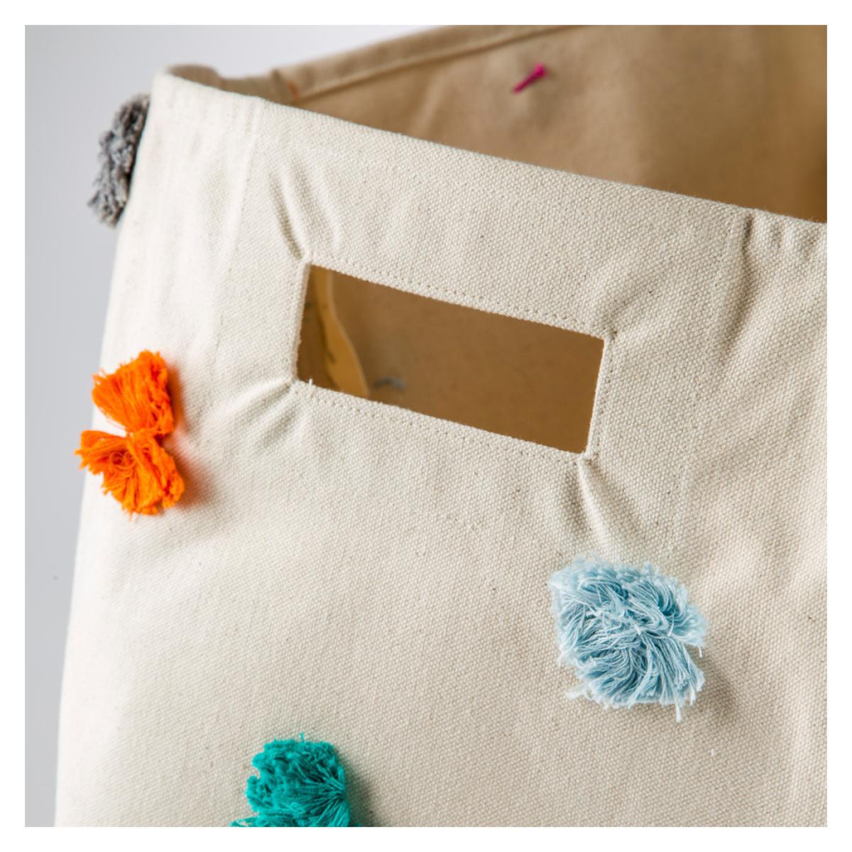 Multicoloured Pom Pom Basket Large – image 2