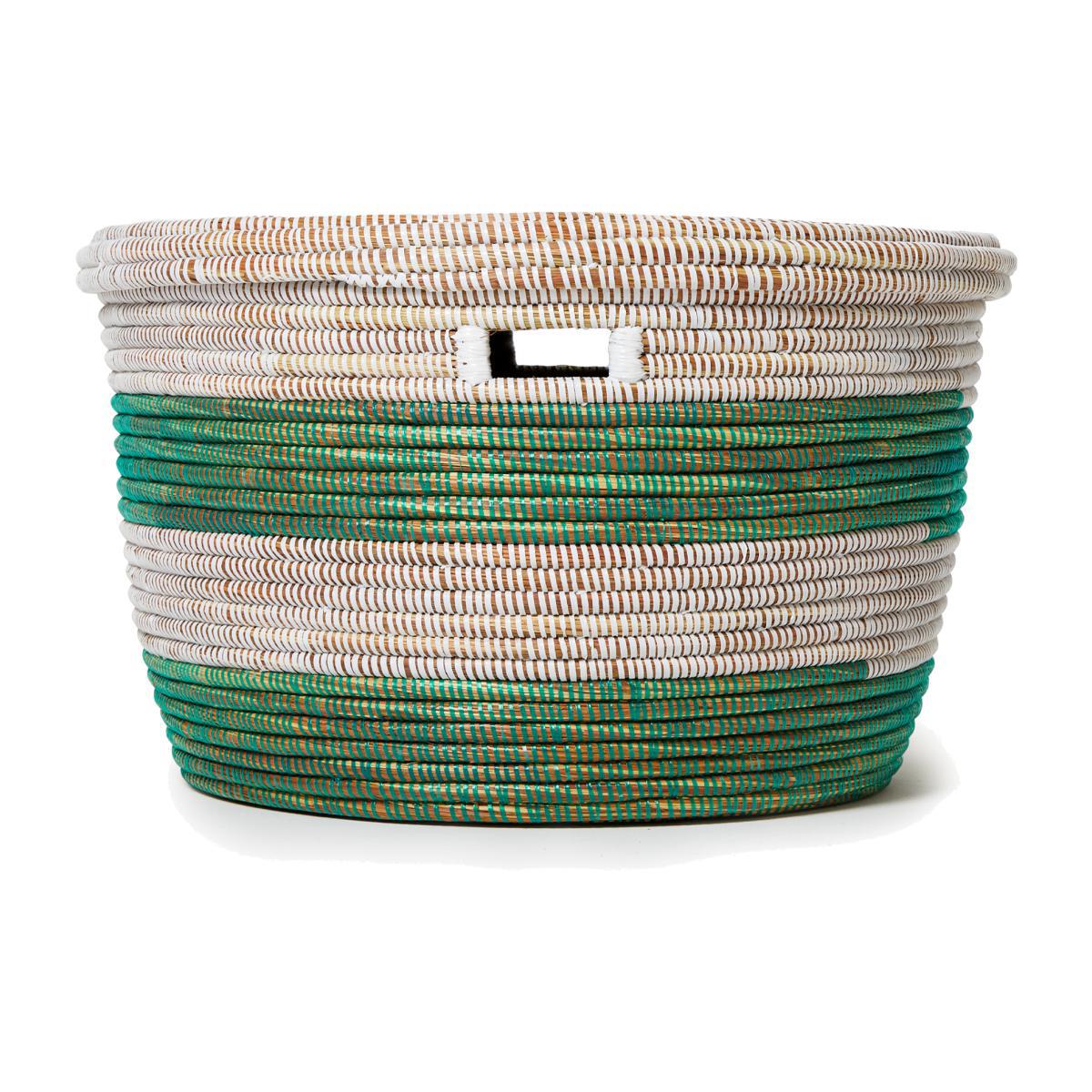 Exclusive Large Storage Basket in Green Stripe
