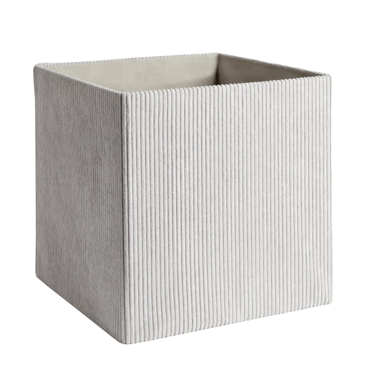Set of 2 Corduroy Folding Boxes Silver – image 3