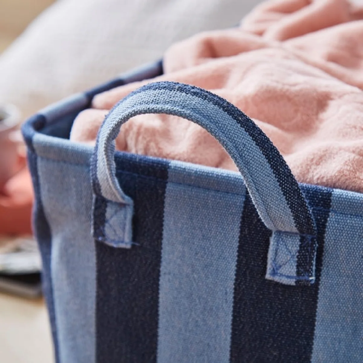 Beatrice Stripe Fabric Storage Basket – image 2