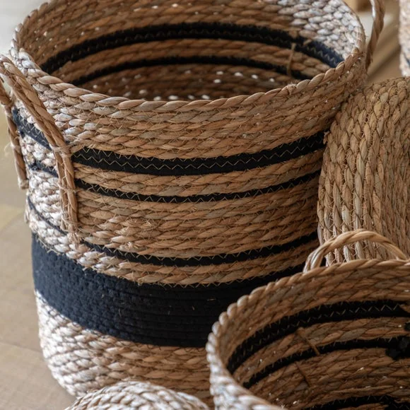 Cedar & Sage Set of 3 Linen Stripe Storage Baskets – image 2