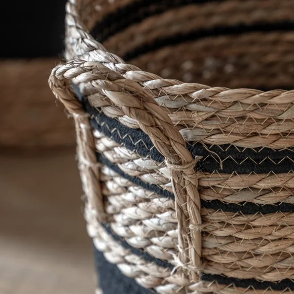 Cedar & Sage Set of 3 Linen Stripe Storage Baskets – image 3