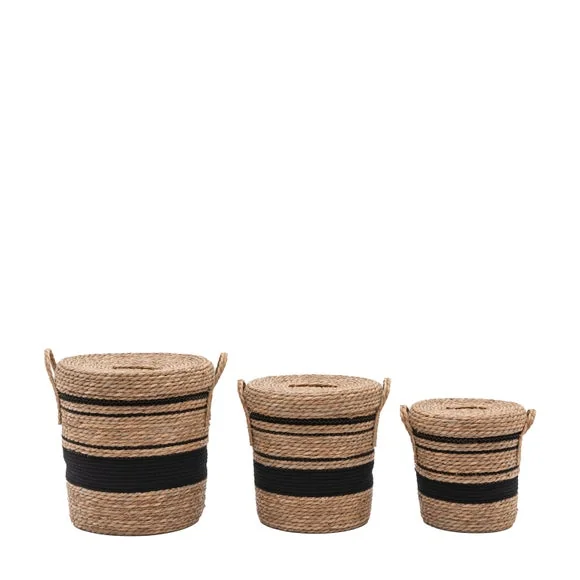 Cedar & Sage Set of 3 Linen Stripe Storage Baskets – image 6