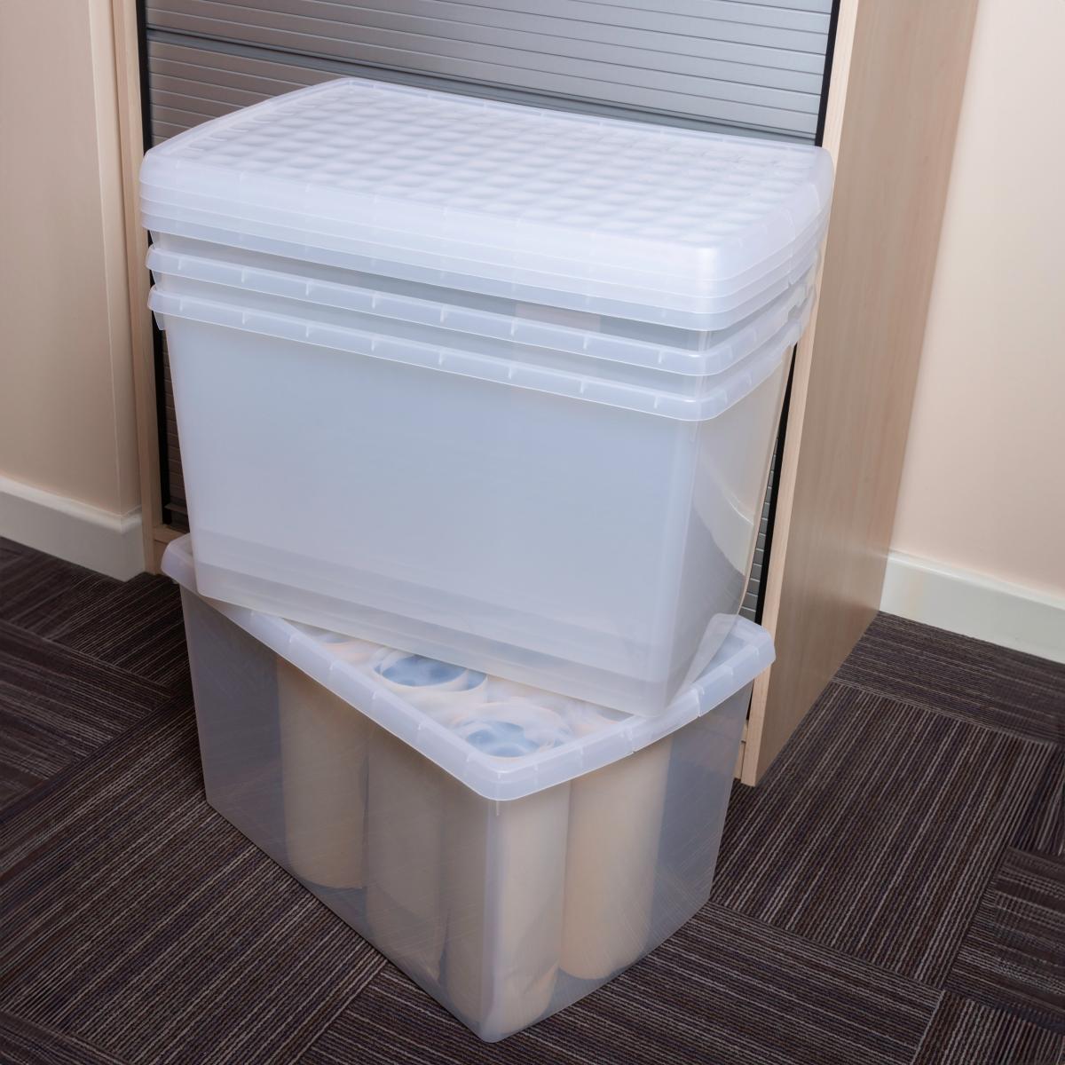 Wham Clip 13.02 Pack of 4 62l Storage Boxes With Lids Clear – image 1