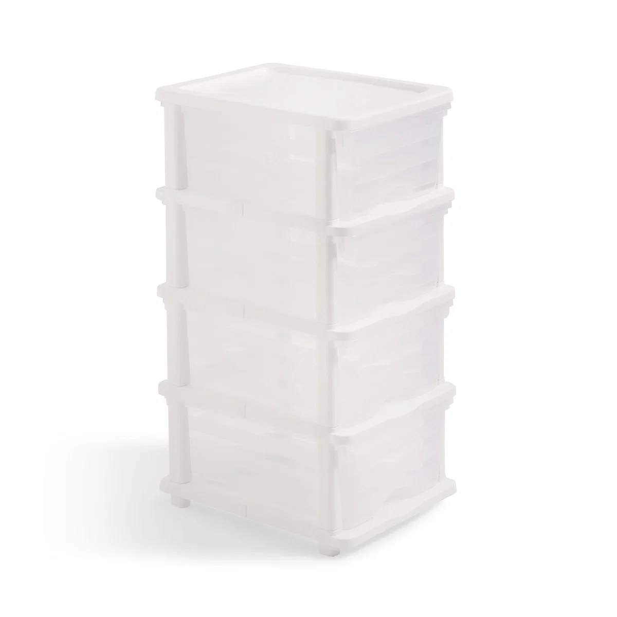 Plastic 4 Drawer Storage Tower Unit White – image 4