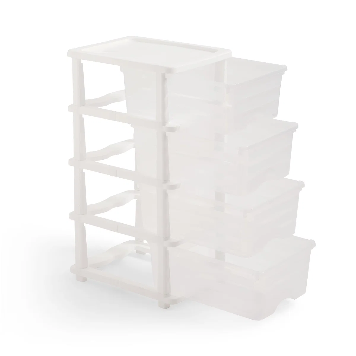 Plastic 4 Drawer Storage Tower Unit White – image 5