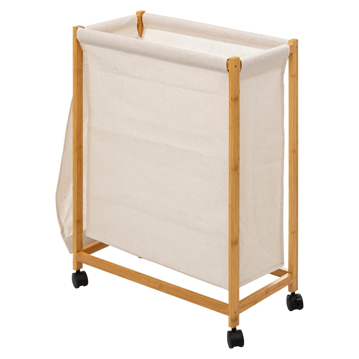 White 52L Laundry Basket on Rollers – image 2