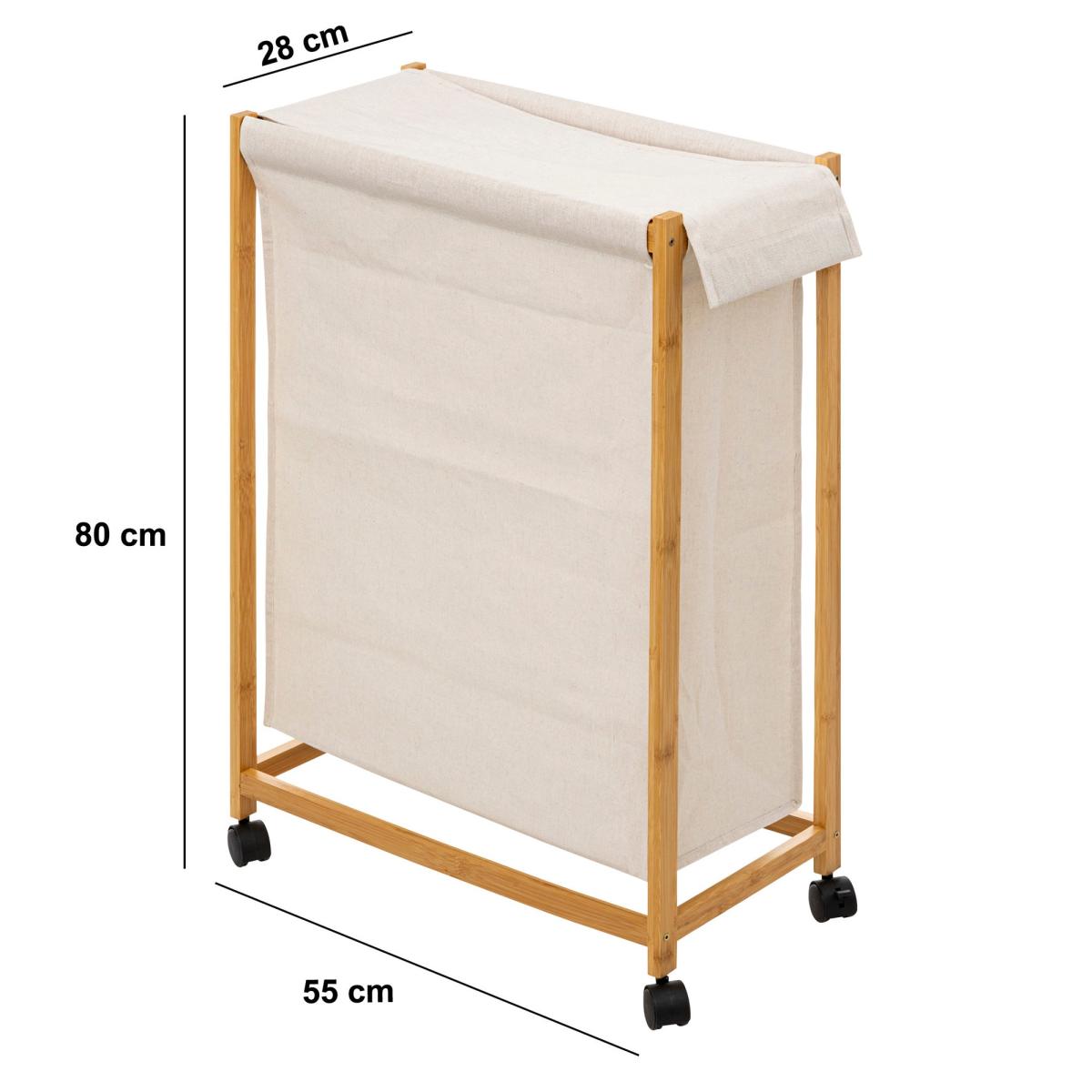 White 52L Laundry Basket on Rollers – image 4