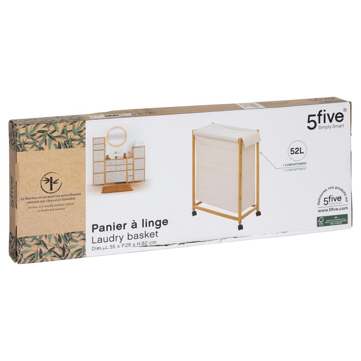 White 52L Laundry Basket on Rollers – image 6