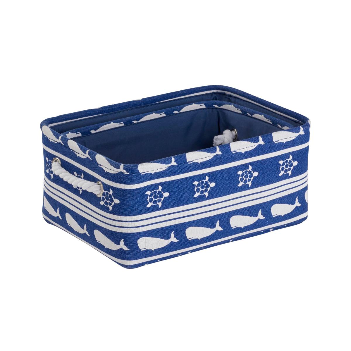 Set of 2 Nautical Soft Storage Baskets Blue – image 3