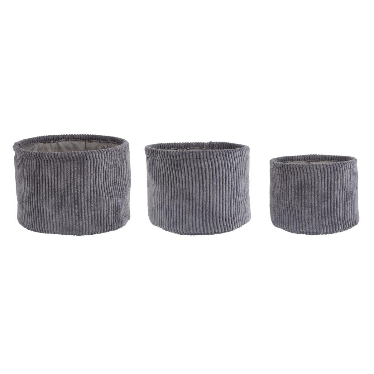 Set of 3 Grey Cord Storage Baskets Grey – image 2