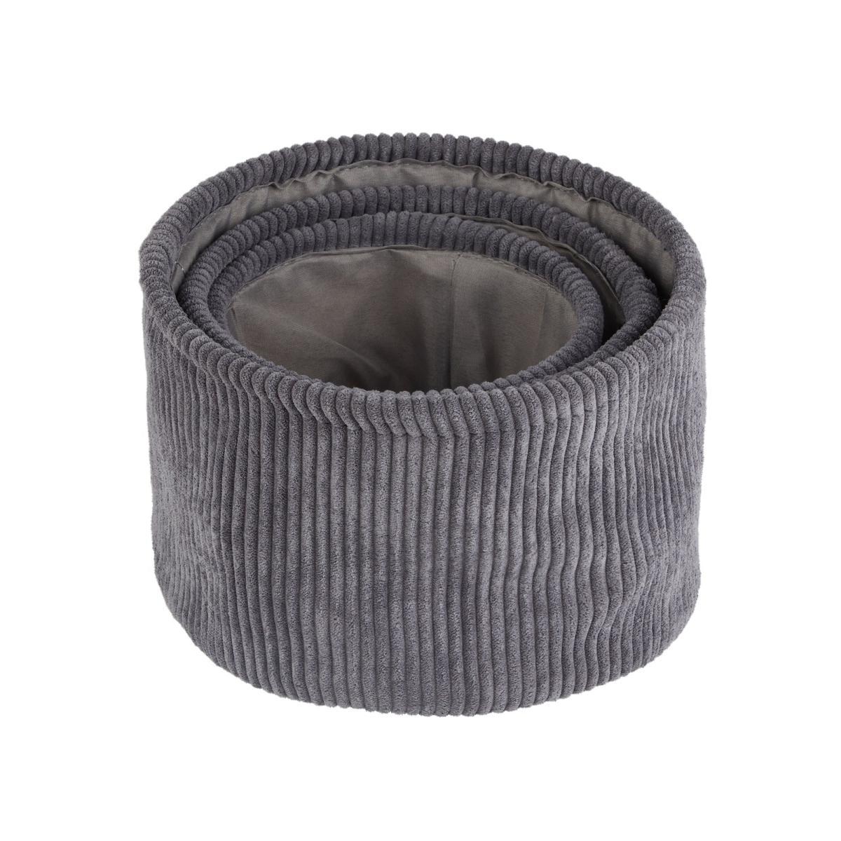 Set of 3 Grey Cord Storage Baskets Grey – image 3