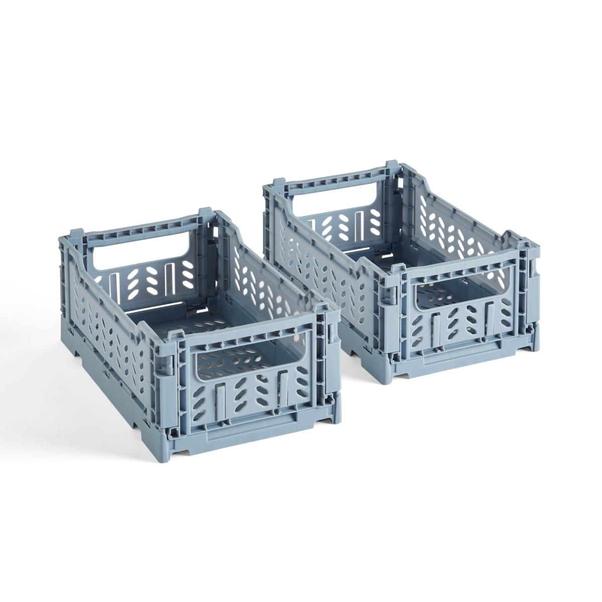 Pack of 2 Foldable Crates Ashley Blue – image 3