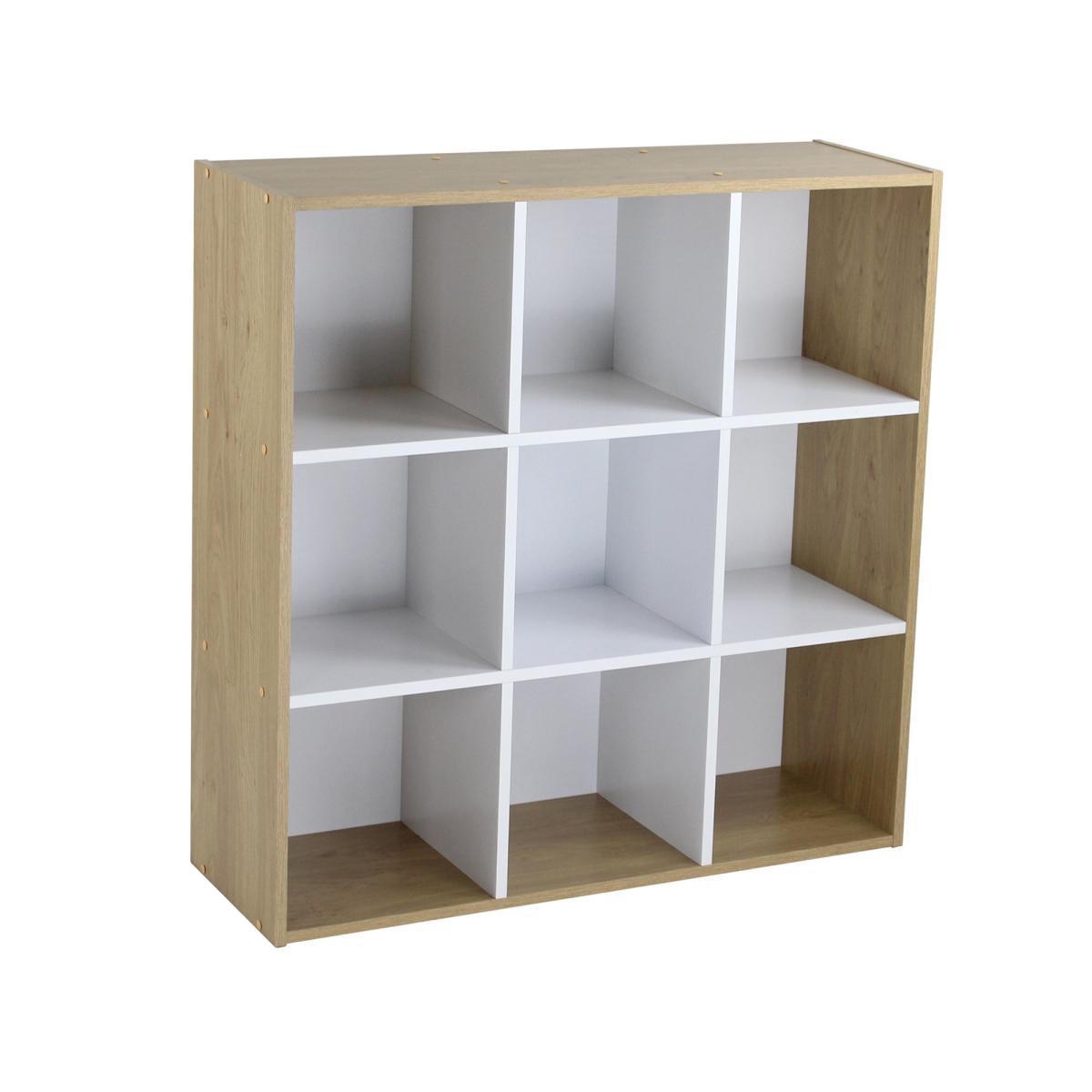 Rome Modular 9 Cube White and Oak Finish Cube Shelving Unit Brown and White – image 2
