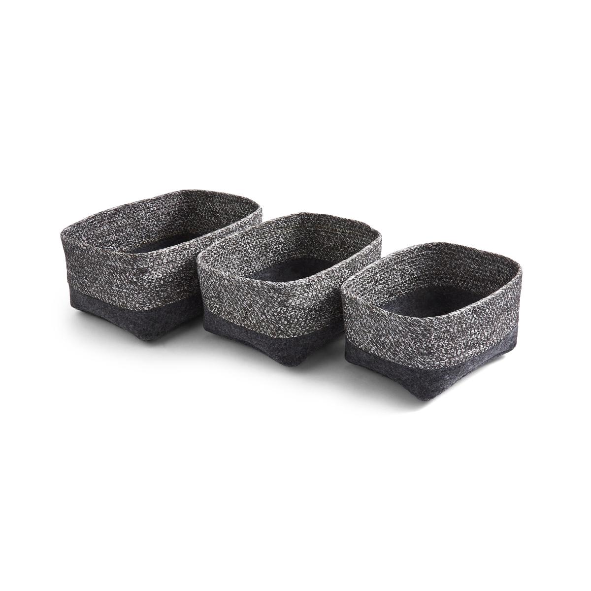 Set of 3 Felt Fabric Storage Boxes Dark Grey – image 5
