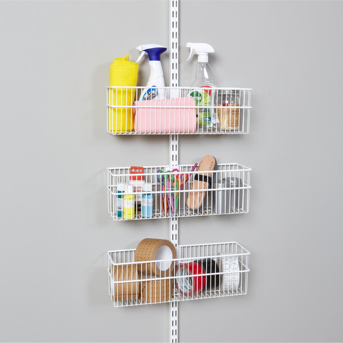 Elfa Wall Mounted 3 Basket Solution White – image 1