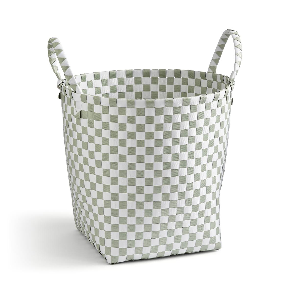 Checkered Plastic Storage Basket Sage – image 3