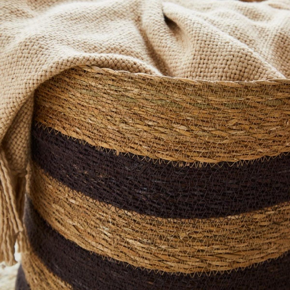 Large Stripe Seagrass Basket – image 2