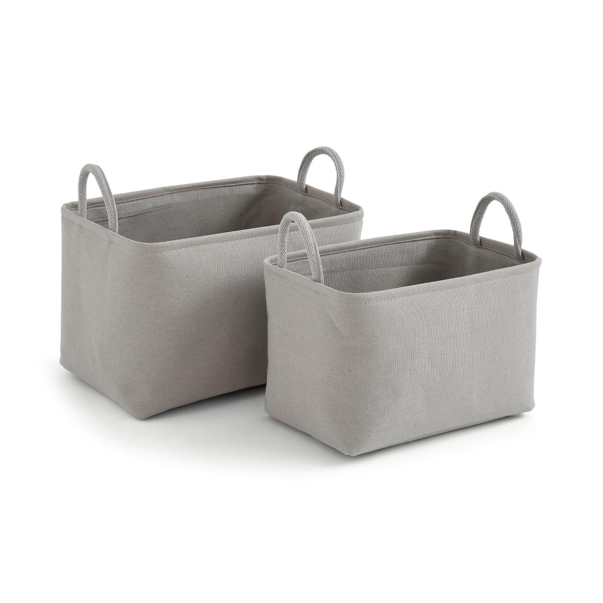 Set of 2 Fabric Storage Boxes Grey – image 3