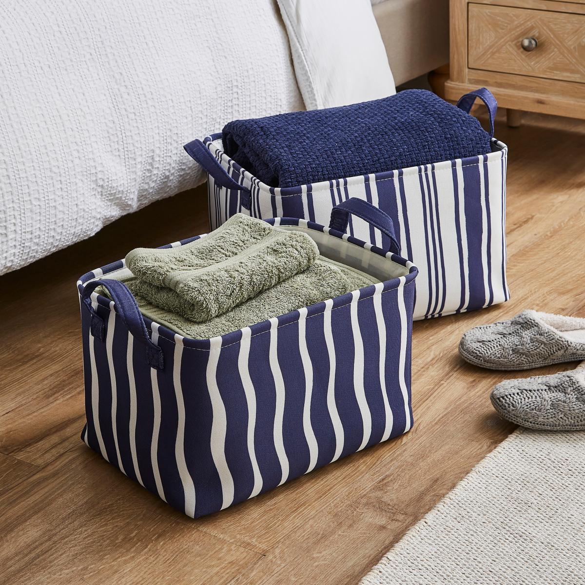 Set of 2 Coastal Stripe Rectangular Storage Boxes – image 2