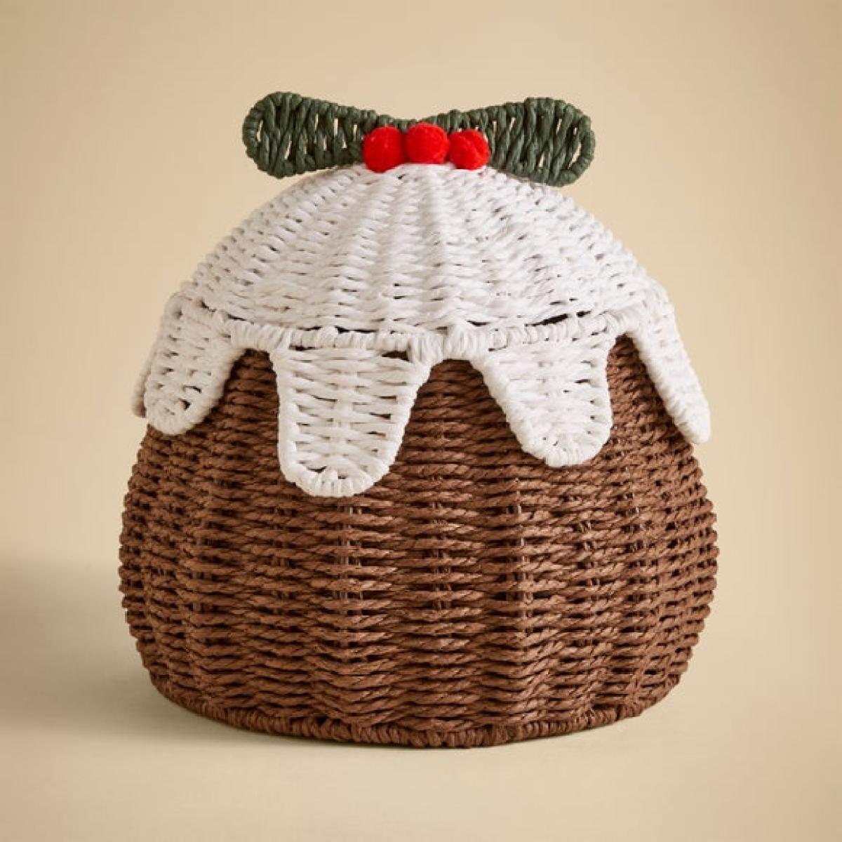 Christmas Pudding Lidded Basket – image 3