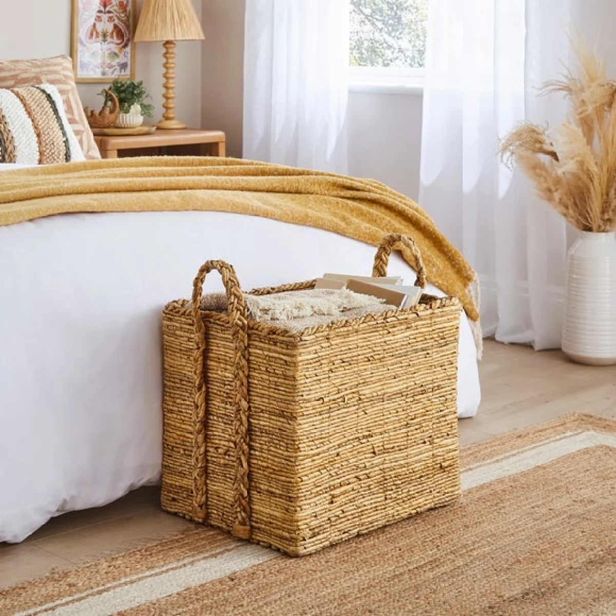 Large Square Banana Bark Storage Basket – image 1