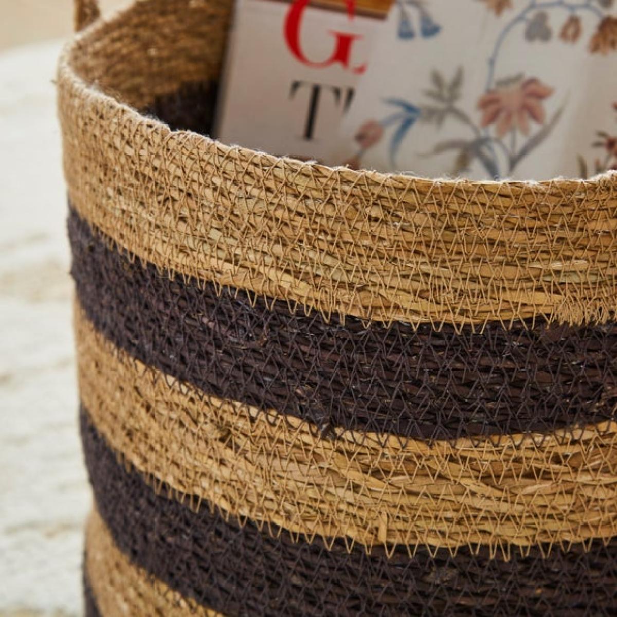Medium Striped Seagrass Basket – image 2