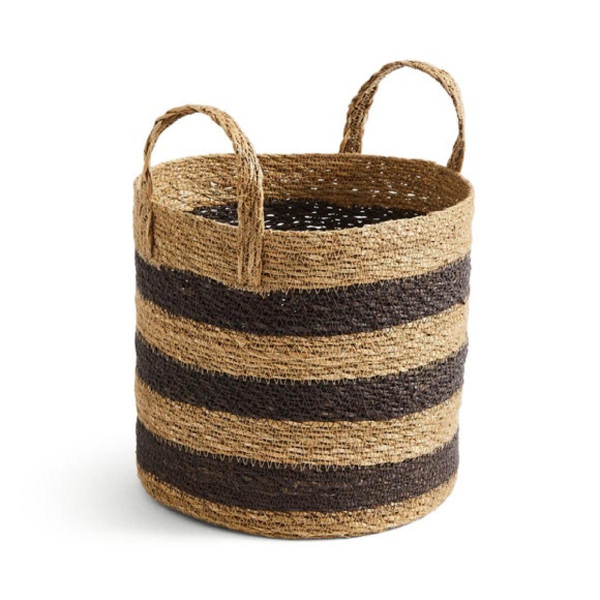 Medium Striped Seagrass Basket – image 3