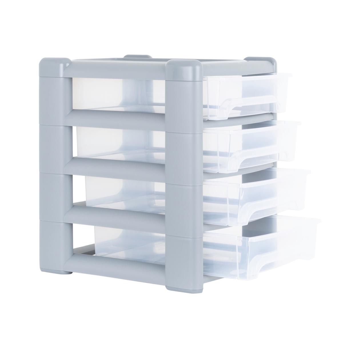 Wham Shallow 4 Drawer Storage Tower Unit Grey – image 3