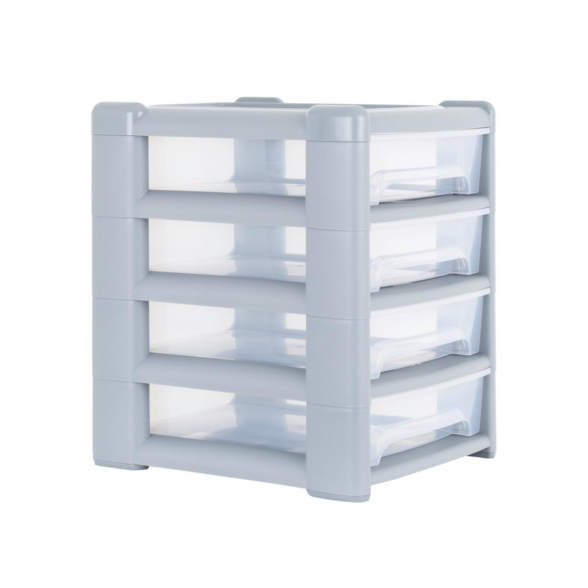 Wham Shallow 4 Drawer Storage Tower Unit Grey – image 4
