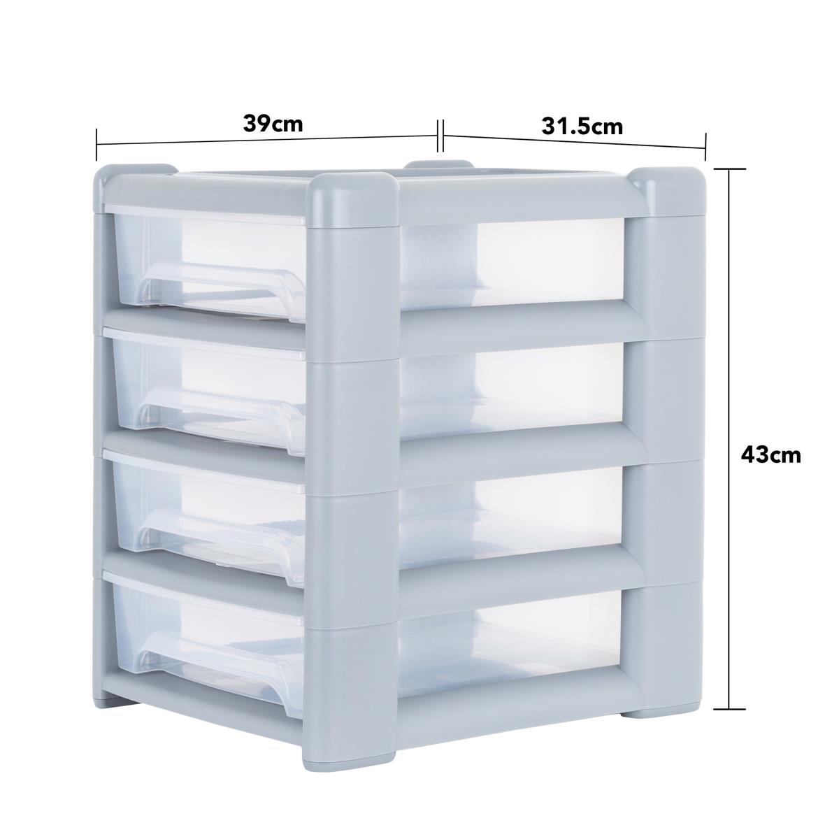 Wham Shallow 4 Drawer Storage Tower Unit Grey – image 9