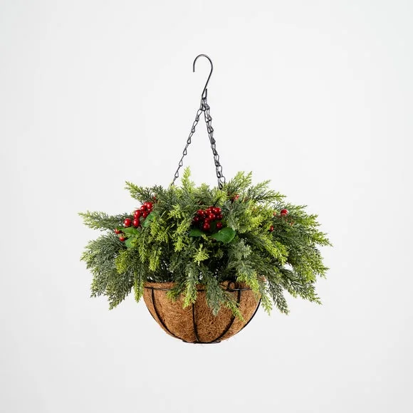 Artificial Christmas Foliage Hanging Basket – image 2
