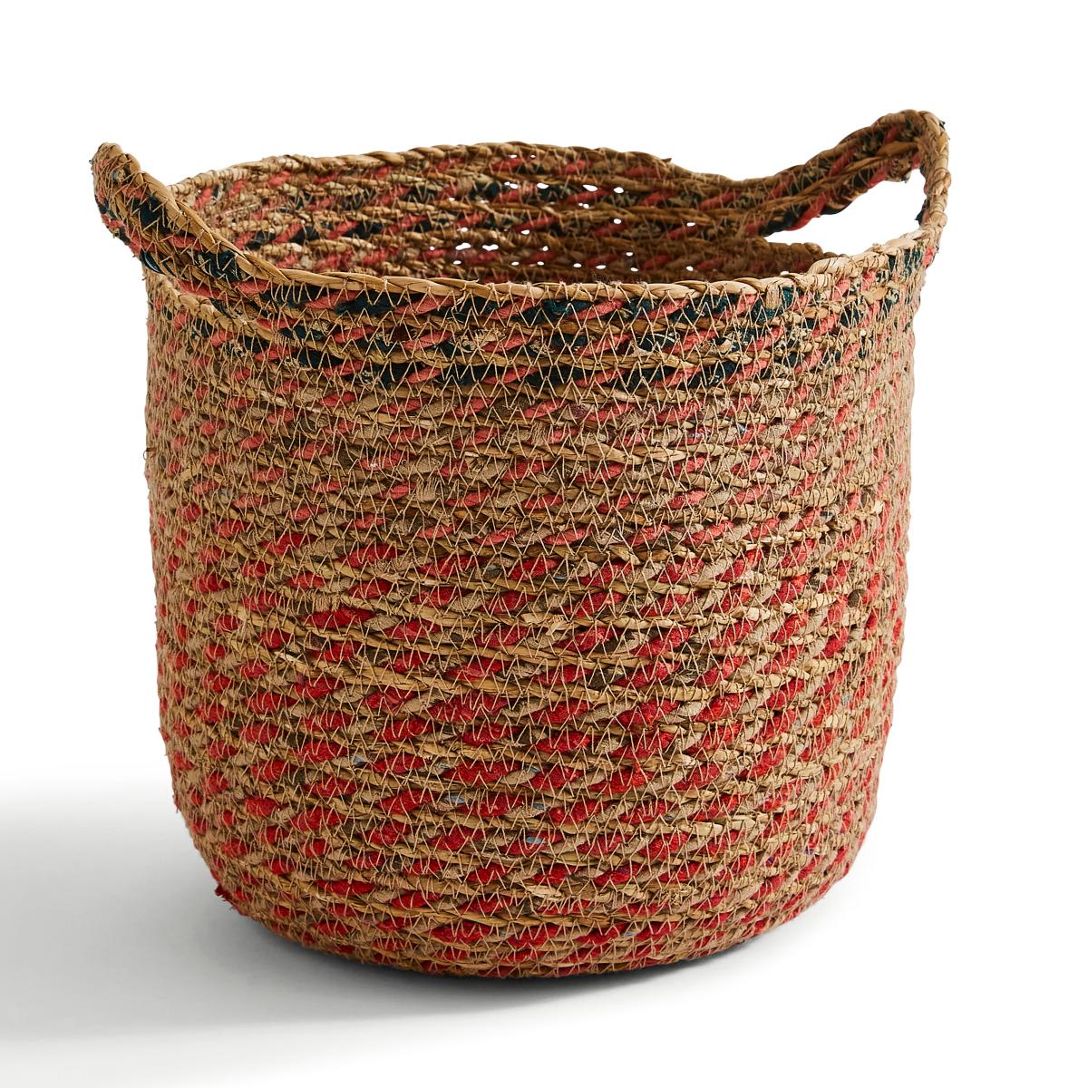 Small Round Multicoloured Seagrass Basket Multicoloured – image 3