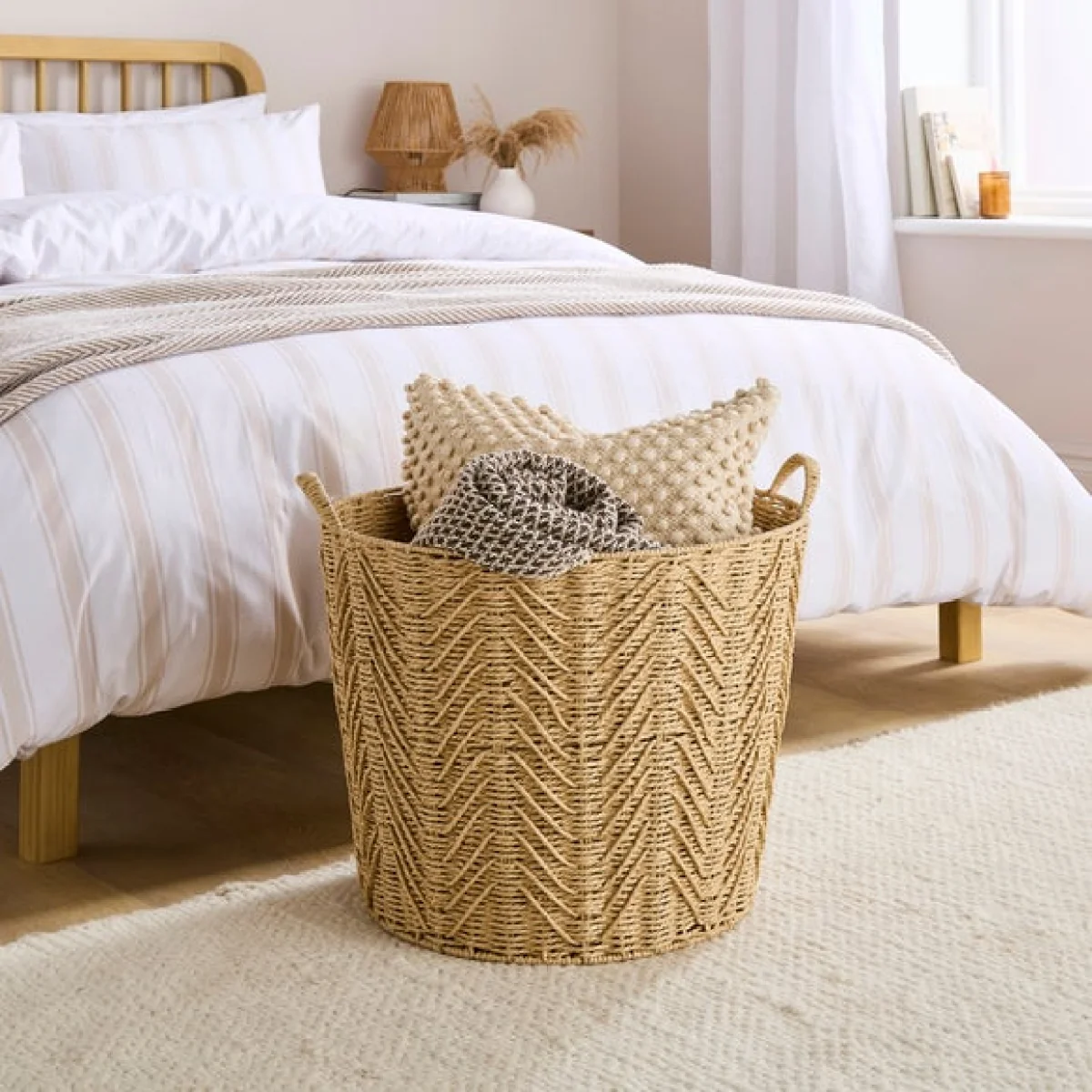Global Herringbone Round Storage Basket – image 1