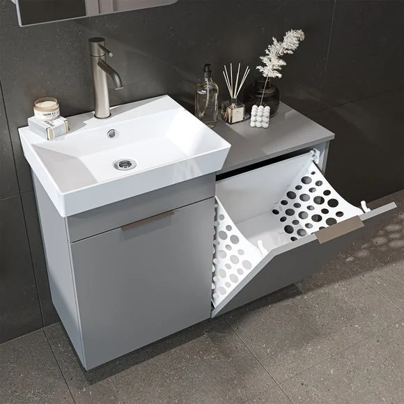 Dubai 2 Door Vanity Unit with Laundry Basket – image 5