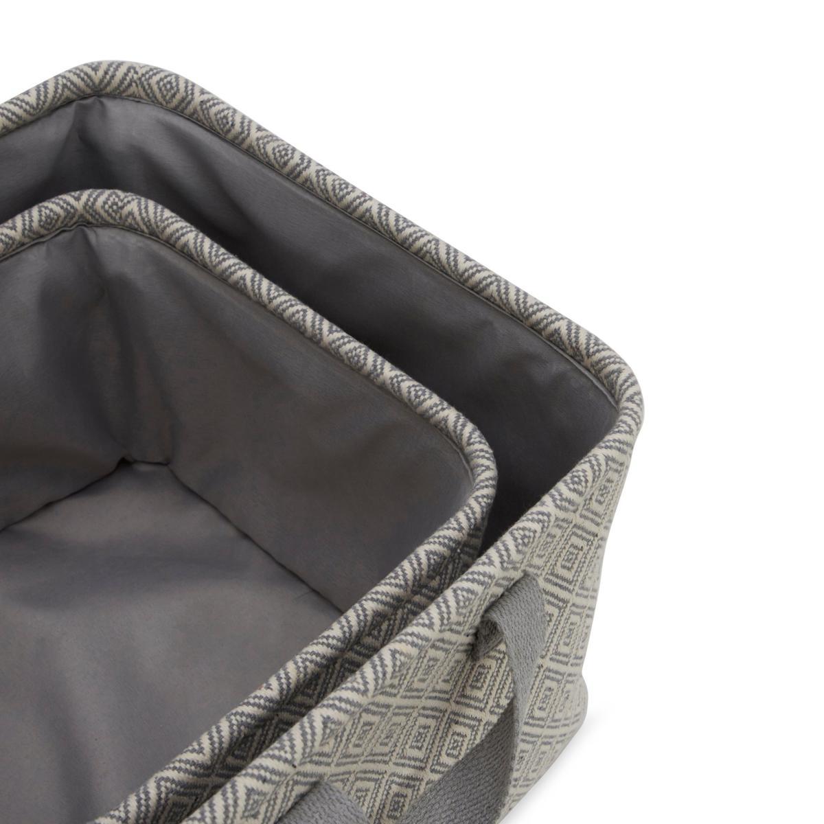 Set of 2 Grey Fabric Storage Baskets Grey – image 2