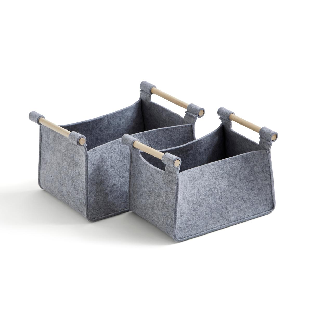 Set of 2 Felt Fabric Storage Box Grey – image 3
