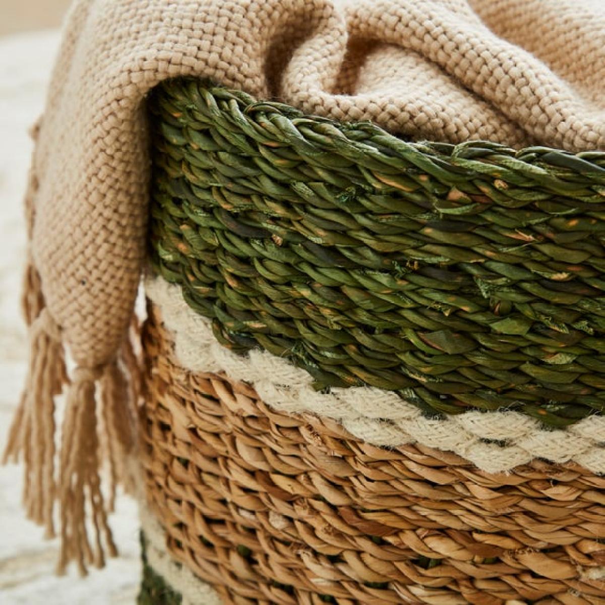 Green Stripe Storage Basket – image 2