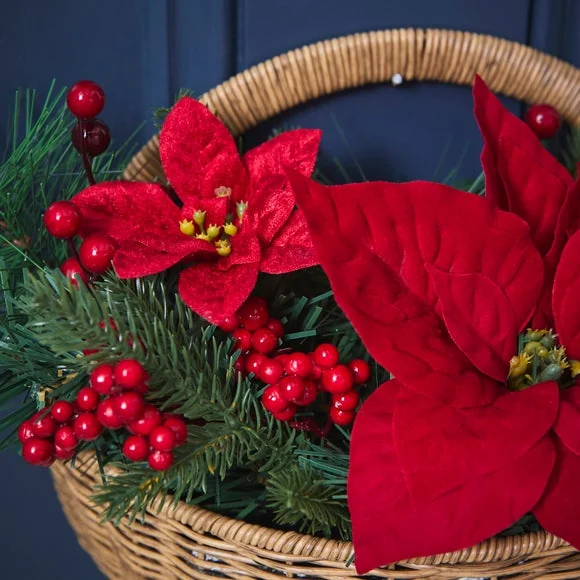 Artificial Poinsettia Hanging Basket Decoration – image 2