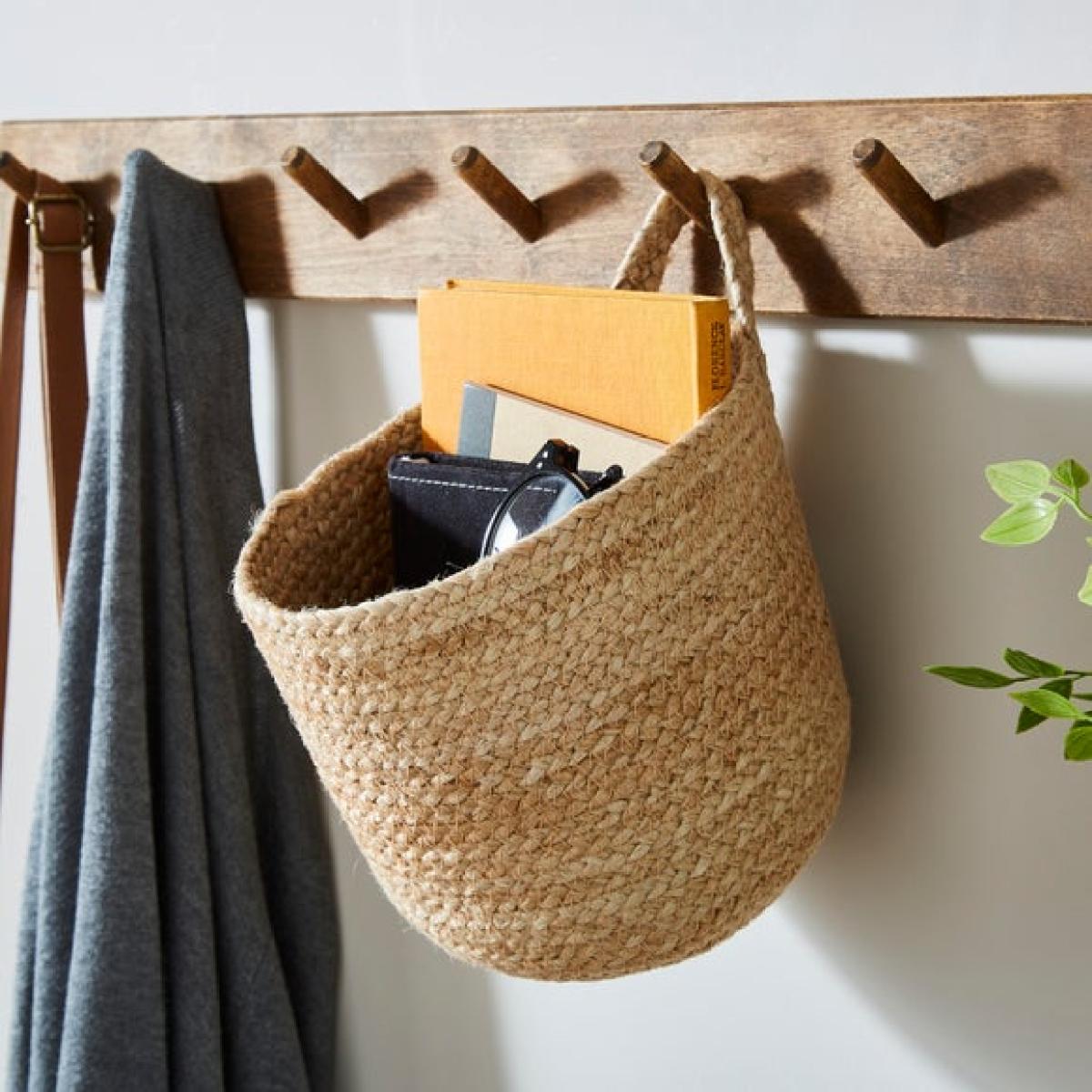 Medium Wall Hanging Jute Storage Basket – image 1