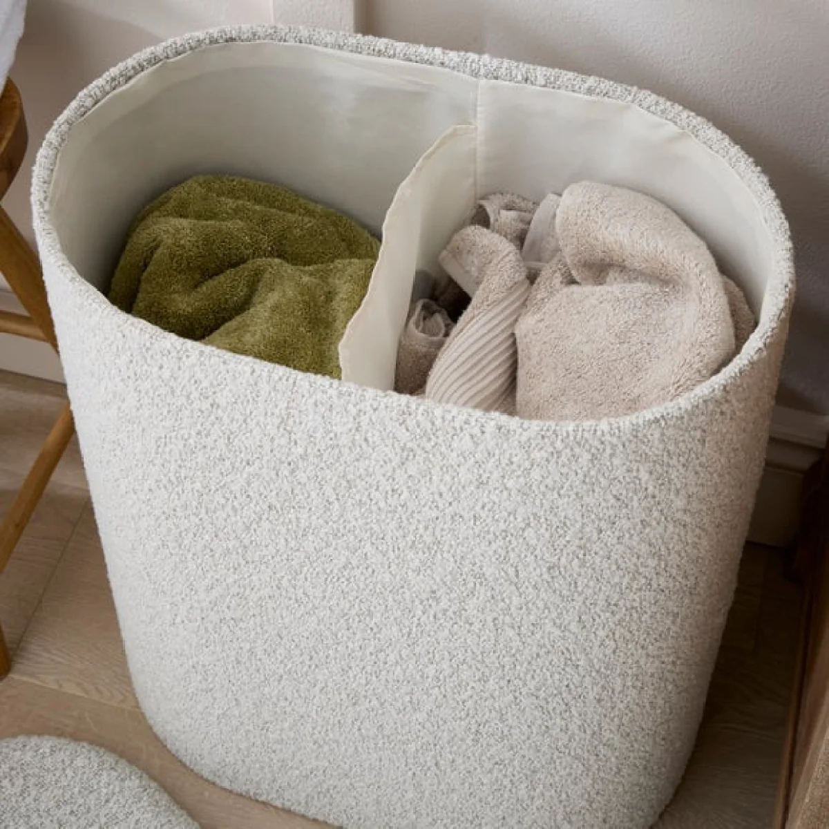 Boucle Double Compartment Laundry Basket – image 2