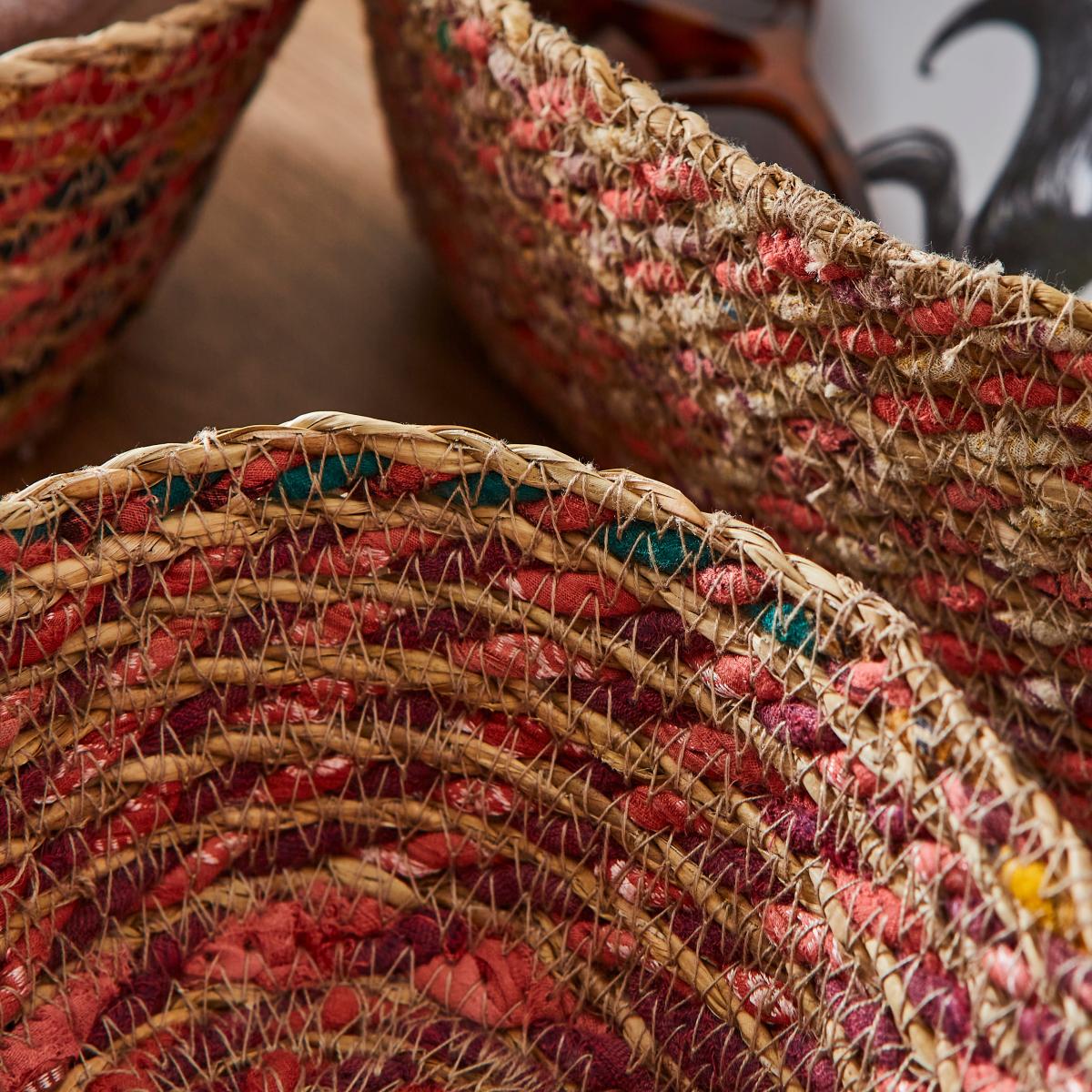 Set of 3 Oval Multicoloured Seagrass Baskets Multicoloured – image 2