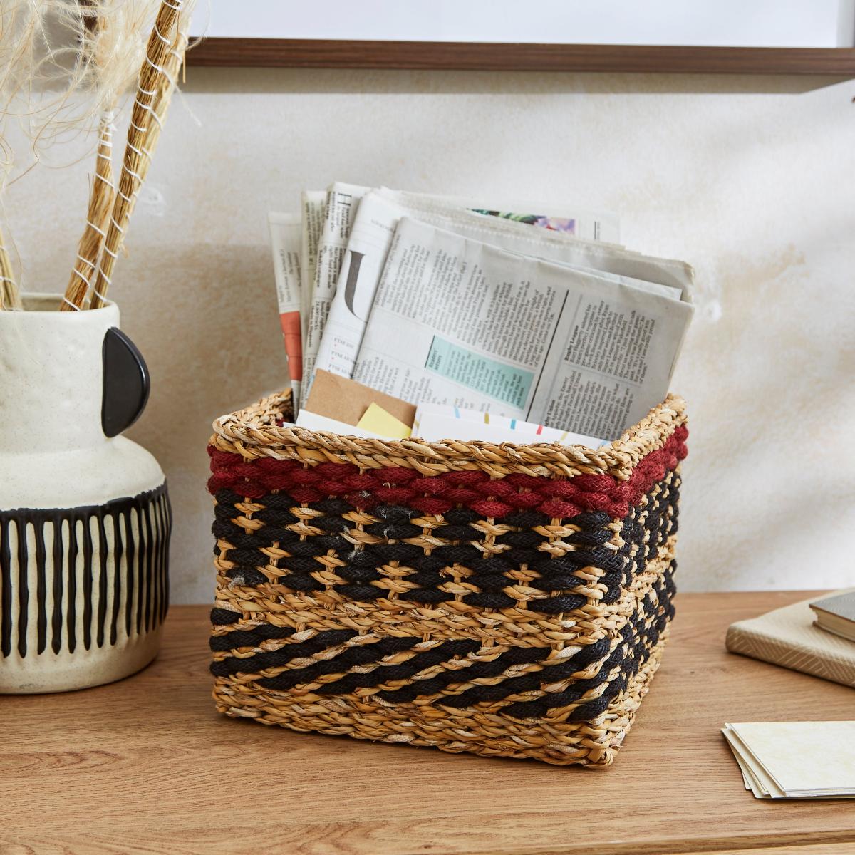 Seagrass Square Storage Basket Red Red – image 2