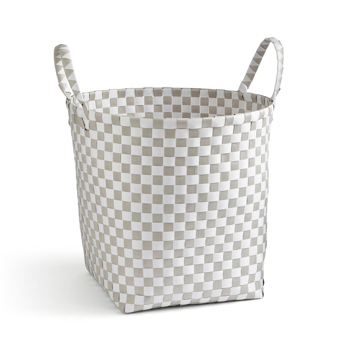 Checkered Plastic Storage Basket Natural – image 2