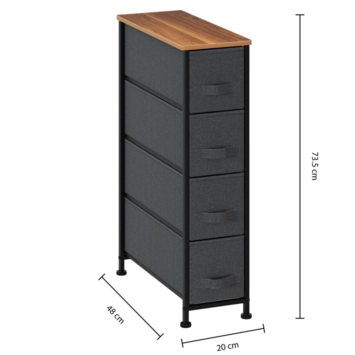 Tissa Grey Narrow 4 Drawer Storage Unit – image 3